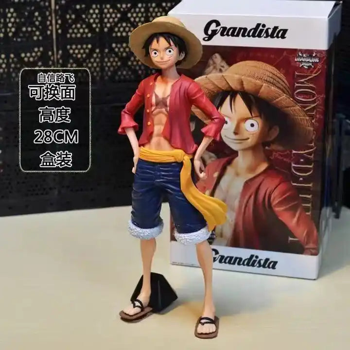 Anime Action Figure - One Piece Monkey D. Luffy with Interchangeable Facial Expressions