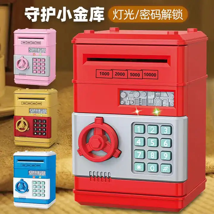 Large Capacity Children's Creative Password Unlock Mini Safe Toy | Automatic Roll Money Plastic Piggy Bank ATM