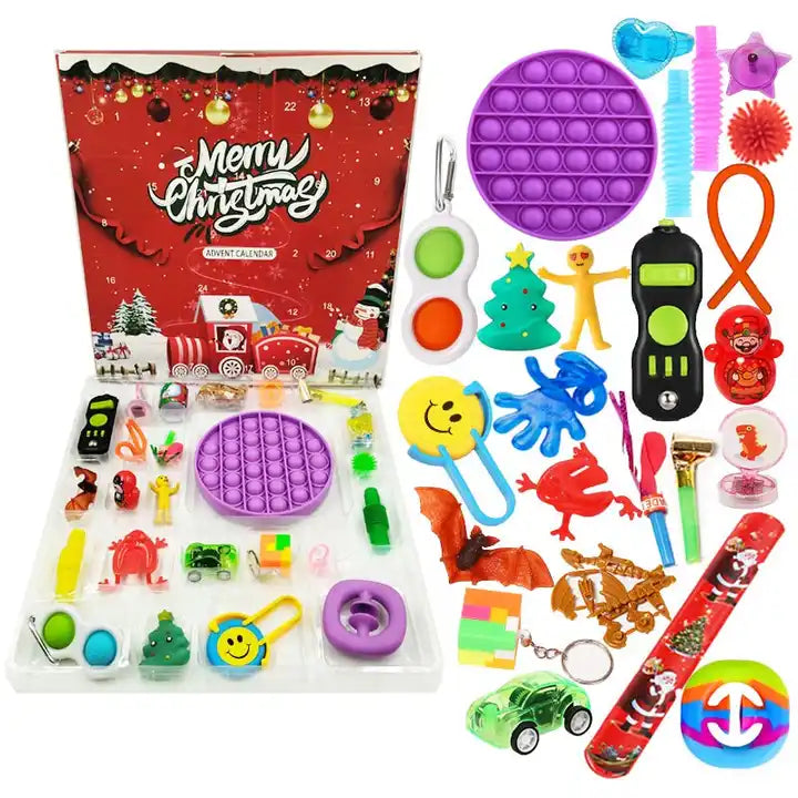 Christmas Advent Calendar - 24 PCs Blind Box with Pull Back Car and Fidget Sensory Toys