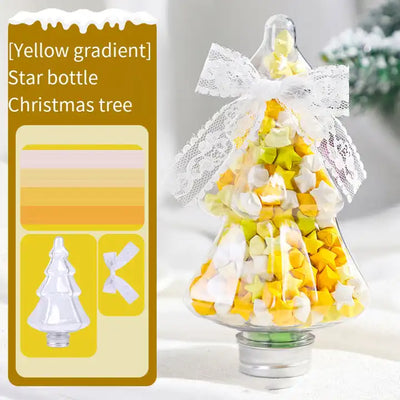 Christmas Tree Star Money Box | Gradient Color Origami Wishing Jar | Lucky Bottle Star for Holiday Savings