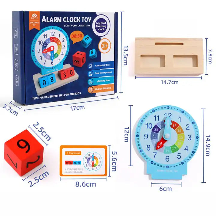 Factory Direct Sale Montessori Wooden Early Education Alarm Clock Block Cards Game - Learning Tools for Children