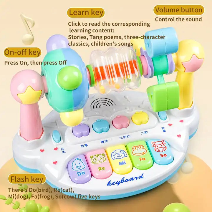 3-in-1 Multi-Functional Electronic Musical Educational Keyboard Piano Toy for Babies