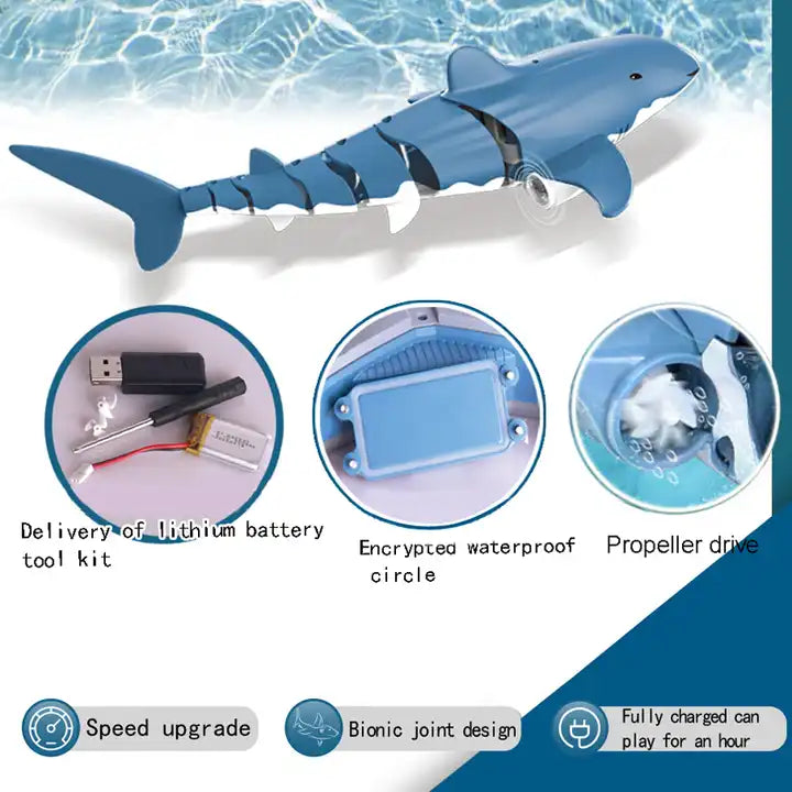 2.4G Waterproof Swimming Shark - Electric Remote Control Simulation Fish Toy for Kids