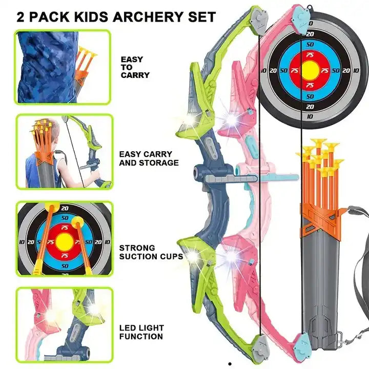 Sport Girls Bow and Arrow Play Set | Pink Plastic Archery Toy Set for Kids | Fun Shooting Game