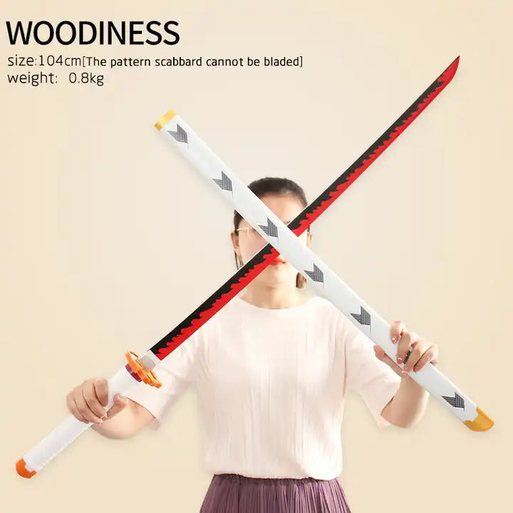 Cosplay Demon Slayer Wooden Sword - Perfect for Fans and Collectors 104cm