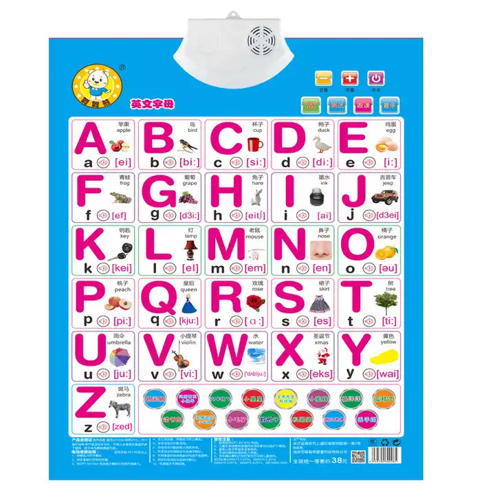 Educational Sound Wall Chart for Kids | Early Education Voice Export English Alphabet Learning Chart