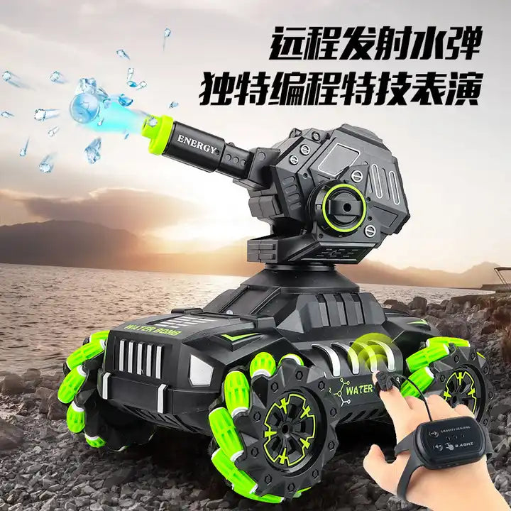 Gesture Sensing Remote Control Stunt Car with Water Spray - Armored Car Toy for Kids