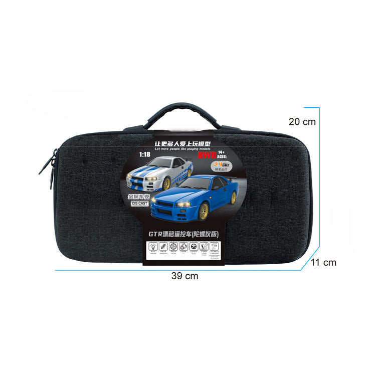 LDRC RC Drift Car LD1899S LD1899B – 1/18 Scale GTR Metal Body RC Drift Car with Gyroscope, 2.4G Remote Control, and LED Lights