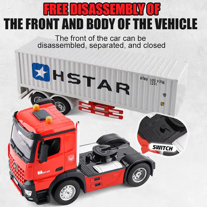 1/16 2.4GHz RC Transport Car - Shipping Vehicle Toys with Semi-Trailer for Kids