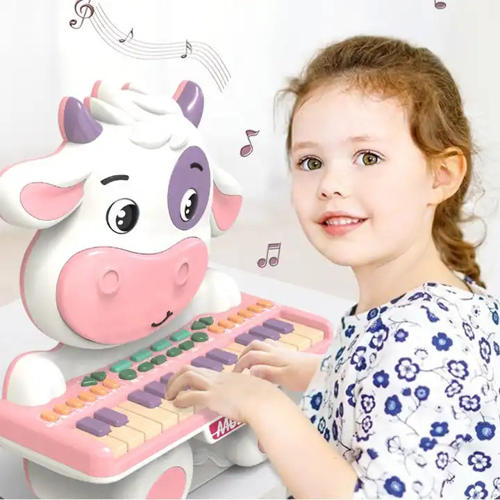 Cartoon Animal Cow Keyboard Piano Toy – Musical Instrument for Toddlers and Kids