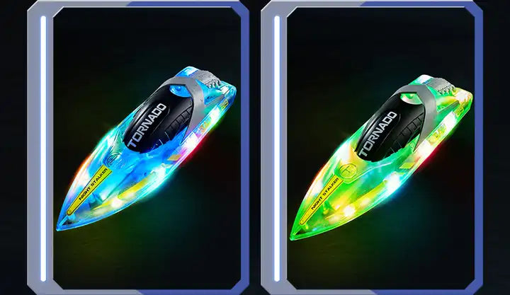 Colorful Transparent RC Boat – 2.4G Electric Remote Control Yacht with LED Lights