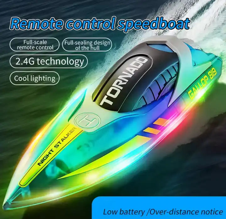 Transparent Colorful RC Boat – 2.4G Remote Control Motor Yacht with Powerful Lights