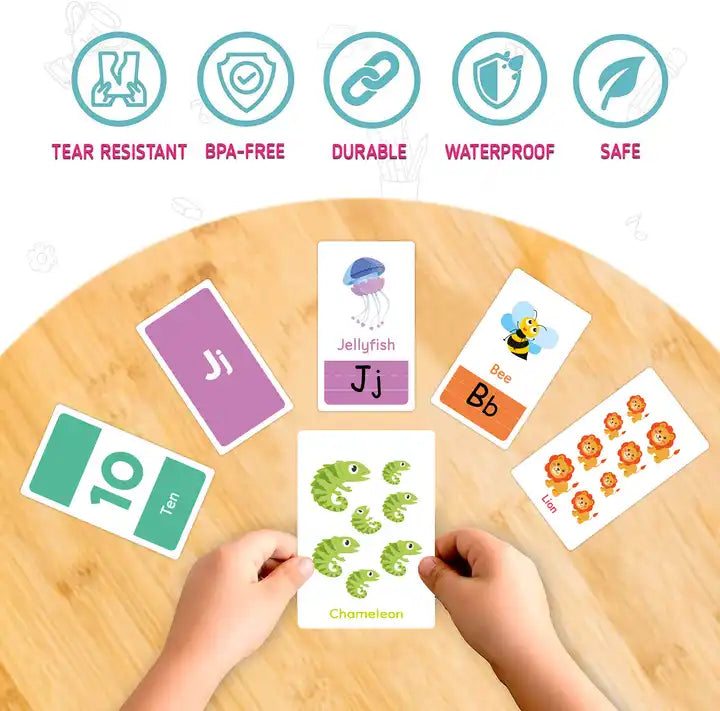 High-Quality Children Early Education Cognitive Cards - Color Number Shape Animal ABC English Alphabet Learning Flash