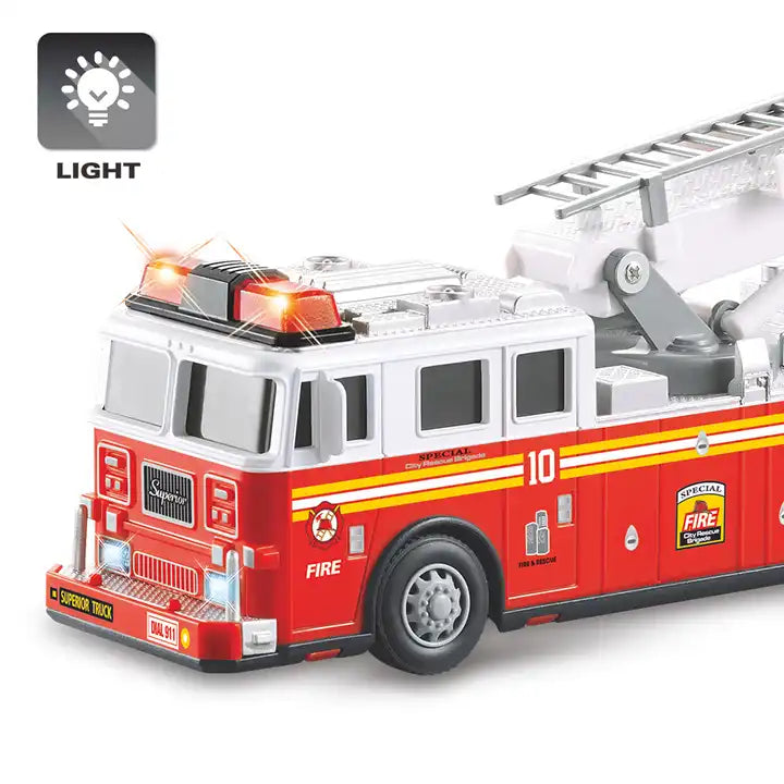 HW Boys Vehicles Model 2.4G 4CH RC Fire Truck - Electric Rescue Engine Remote Control Toy