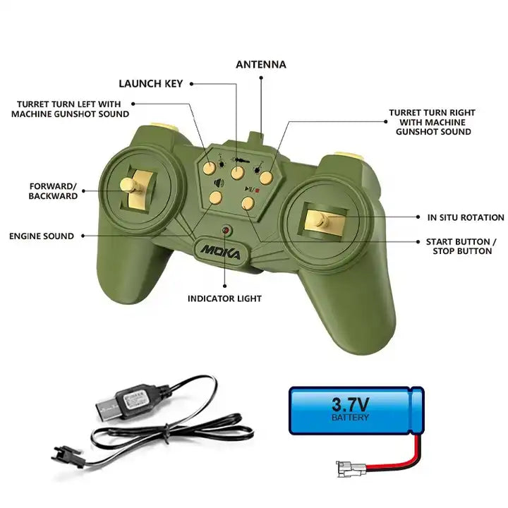 Boy Toy Electric Tanks 1:18 Remote Control Versus Tank Set - Light and Sound Military RC Vehicles