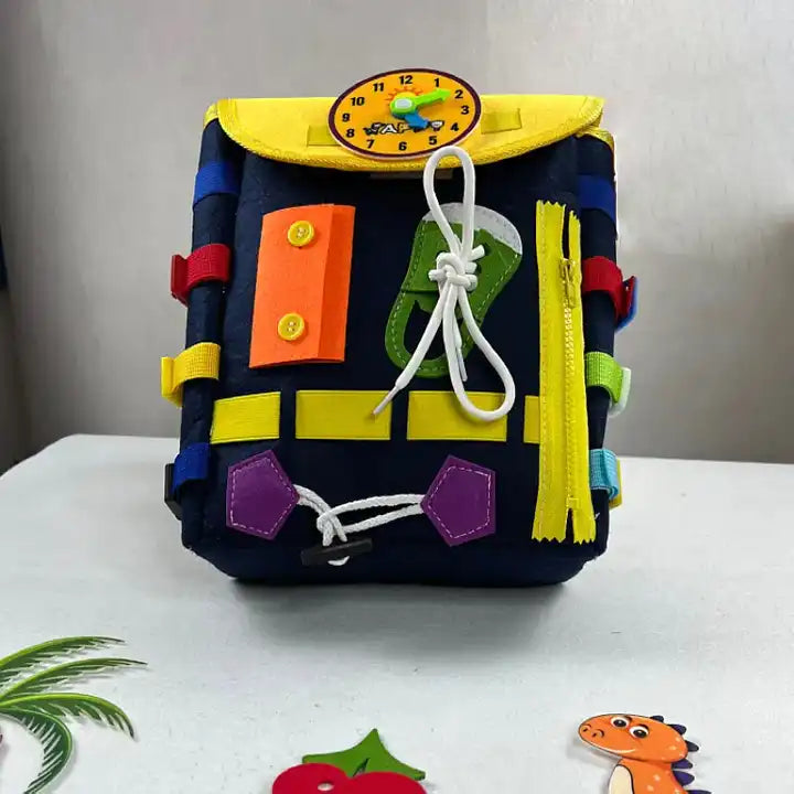 New Design Montessori Busy Board Bag for Boys & Girls - Sensory Toys for Toddlers 1-3, Autism Educational Toy Backpack