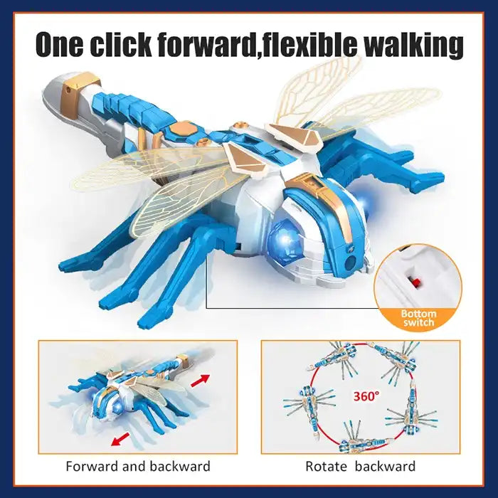 RC Interactive Dragonfly Toy - 2.4GHz Smart Remote Control Dancing Insect with Mist Spray and Music for Kids Ages 4-8 Years