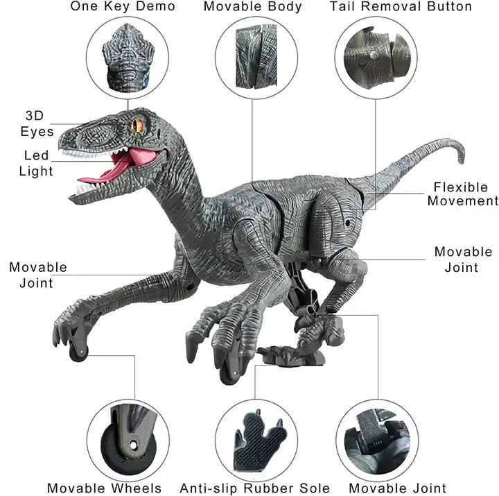 Remote Control Tyrannosaurus Dinosaur Toy with Spray, Light, and Sound Effects for Kids Ages 5+