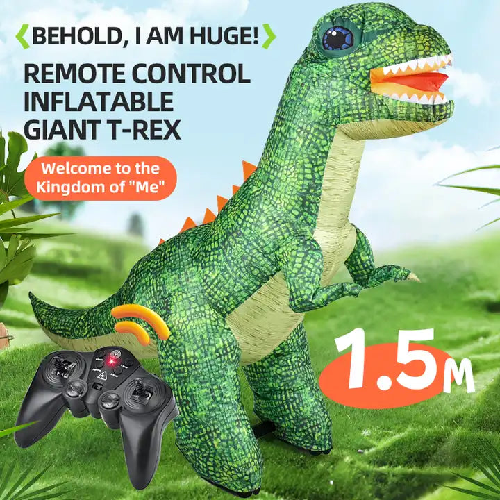 2.4G Inflatable Tyrannosaurus Rex Remote Control Dinosaur - 1.5 Meter Electric Walking Dino with 360-Degree Rotatio