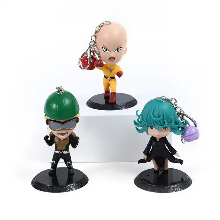 6PCS Anime Accessories Set | 3D One Punch Man Figure Keychains | Plastic Keyring Model Toys for Collectors