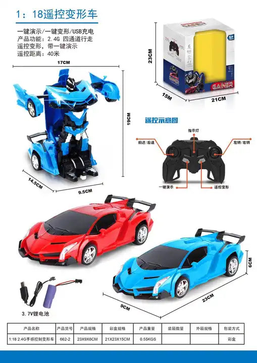 1:18 - Remote Control Car with One Button Transformation | Radio Control Toy Car Robots for Kids