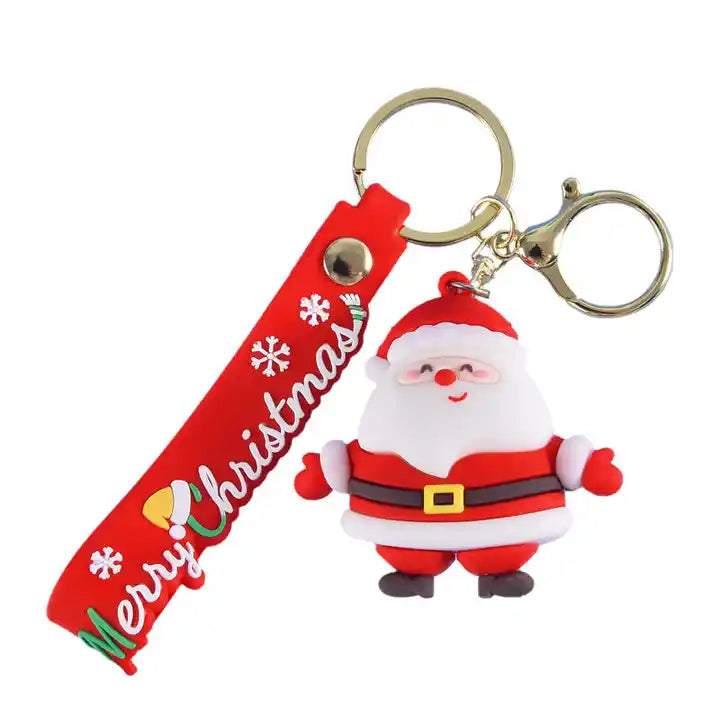 Christmas-Themed PVC Keychain Set | Santa Claus, Elk, Snowman, and Tree Pendants | Festive Anime Keychain Toys