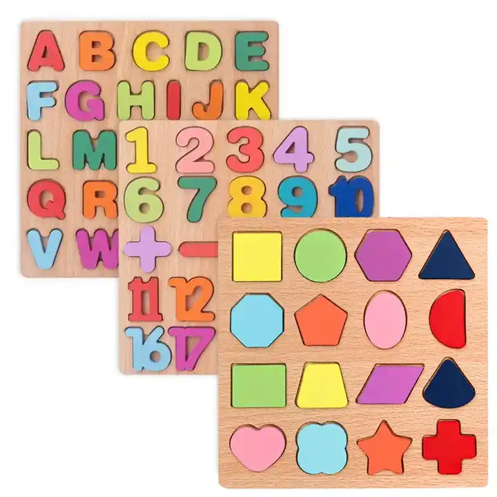 Wooden Alphabet and Number 3D Learning Puzzle | DIY Montessori Early Educational Activity Board Games | Toys for Kids