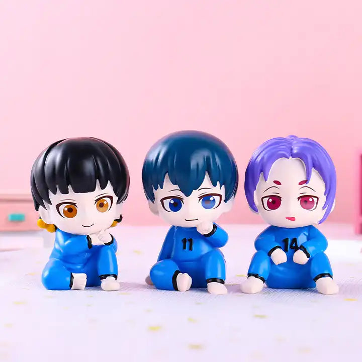 6PCS Mystery Blind Box Set Toys Blue Lock Resin Isagi Yoichi Chigiri Hyoma Anime Figure Mini Figurine Blind Box Set