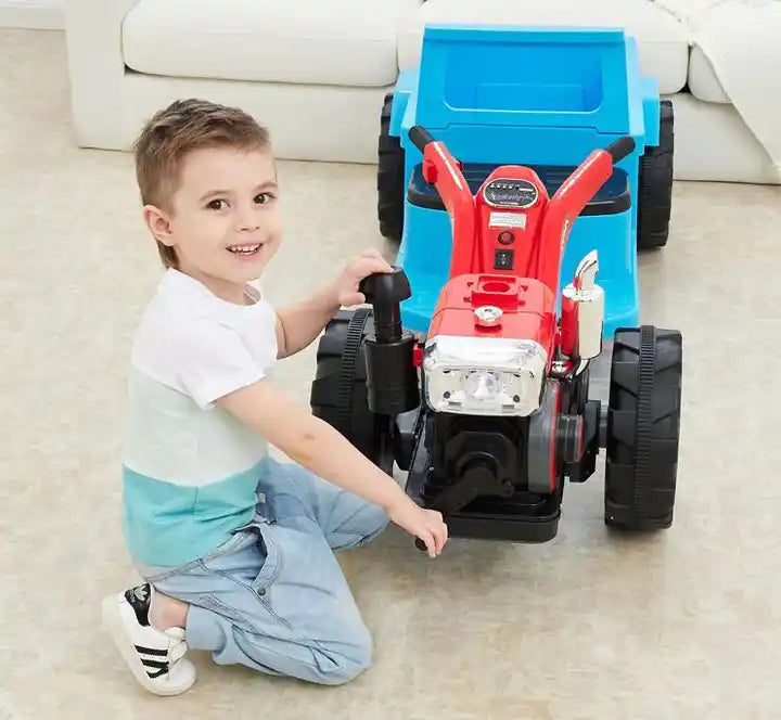 12V Electric Kids Ride-On Car - Plastic Tractor Toy for Children