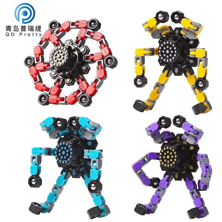 BB Transformable Fidget Spinners ? 4 Pcs Stress Relief Sensory Toys for Kids and Adults | Perfect Gifts for ADHD and Autism