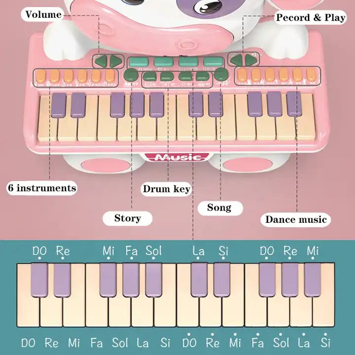 Cartoon Animal Cow Keyboard Piano Toy – Musical Instrument for Toddlers and Kids