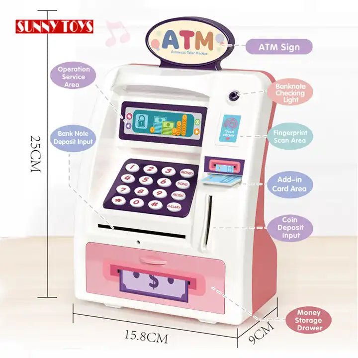 Electric Cash Register Piggy Bank | Musical Light-Up Monkey ATM Toy for Kids