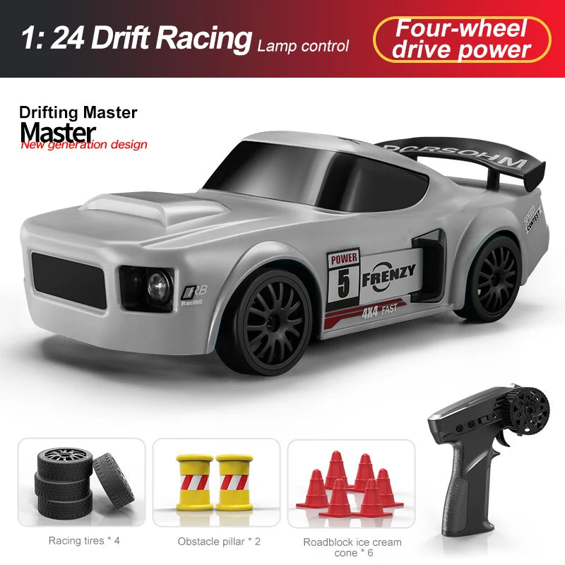 1:24 Pro Drift RC Car – 2.4GHz 4-Channel Remote Control Racing Car with Interchangeable Tires & Durable ABS Body