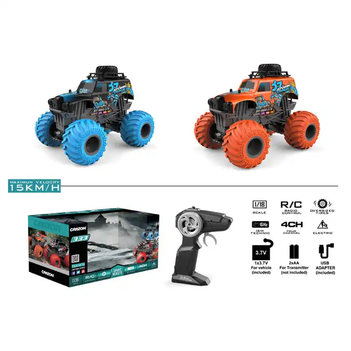 1:18 Scale 4WD RC Cross-Country Truck - Remote Control Toy for Kids