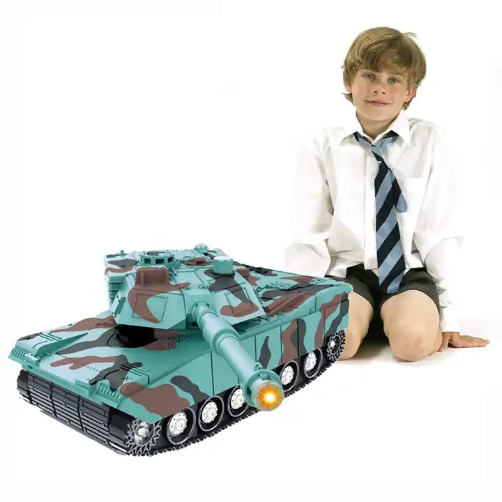 4CH Remote Control RC Tank with Light and Music - 360° Rotating Military Tank Toy for Kids