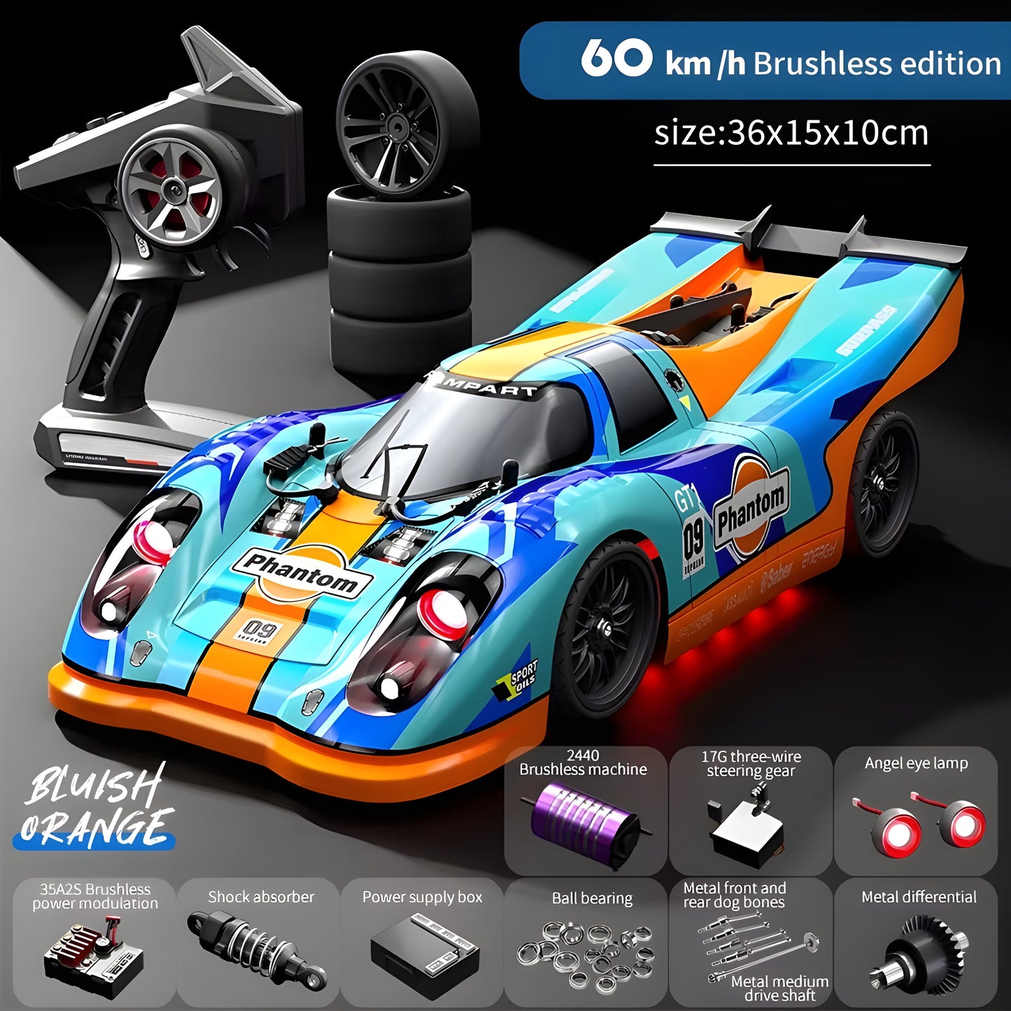 SCY 16307 1/16 Scale 4WD RC Drift Car - High Speed Electric Brushless Racing On-Road 2.4G