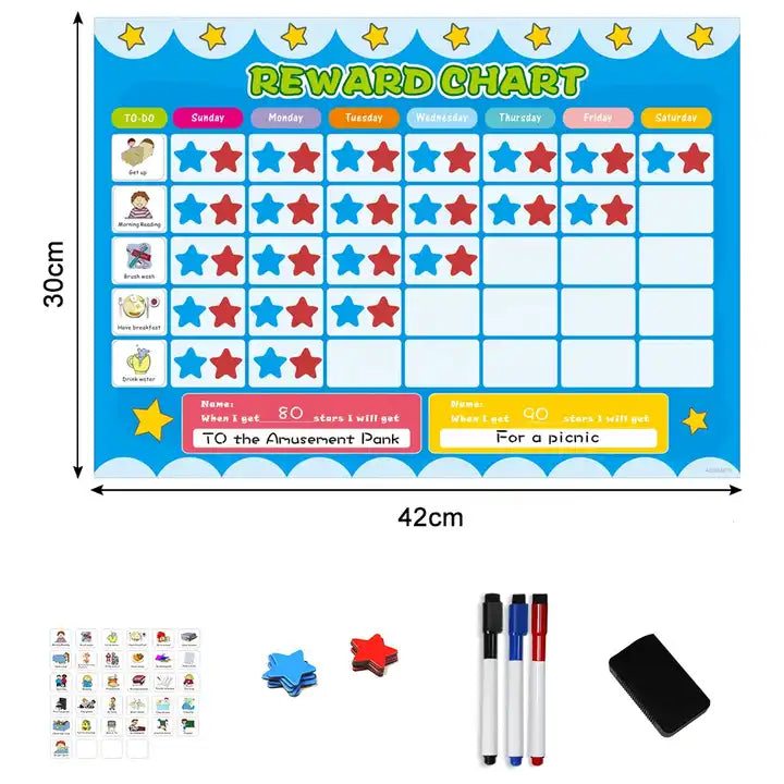 Children Self-Discipline Calendar Good Behavior Schedule Responsibility Star Magnetic Kids Reward Chart Fridge Magnets