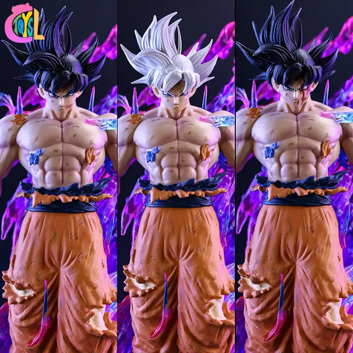 New Design Dragon Balls Goku Spuer Saiyan Statue Three Heads PVC Model 38CM Action Anime Figures Collection Toys