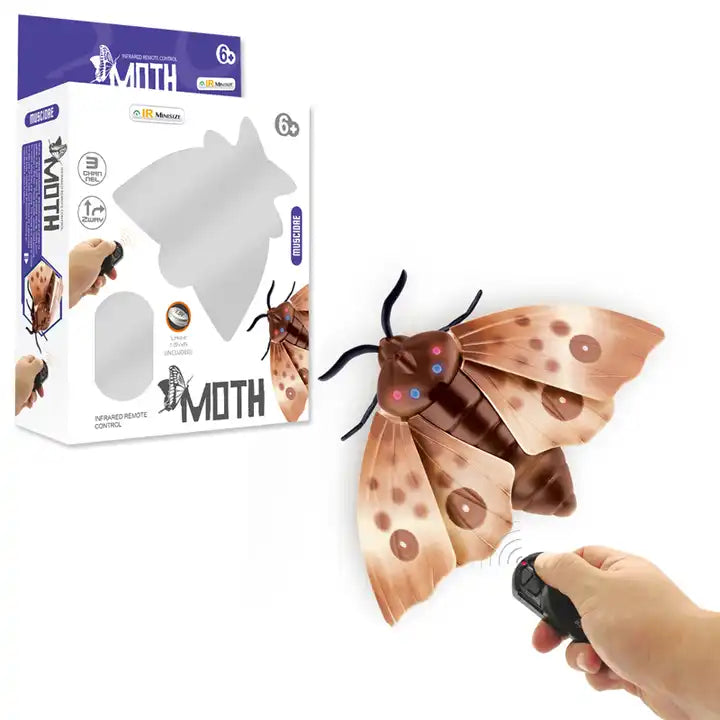 RC Moth Toy with Glowing Head - Small Infrared Remote Control Insect for Kids Ages 5-10 Years