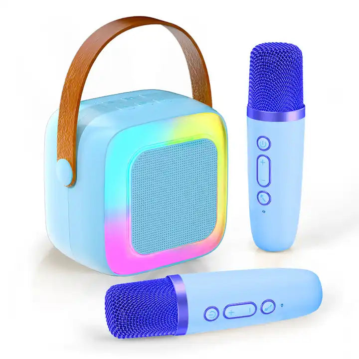 K12 Mini Portable Bluetooth Speaker & Microphone Karaoke Set with LED Lights – Perfect for Kids Ages 3+