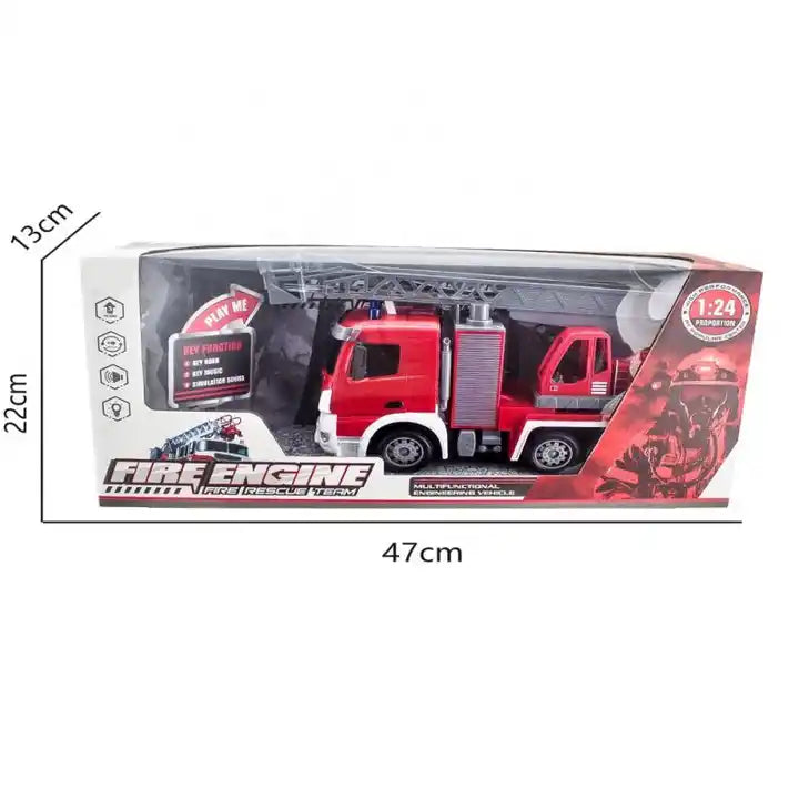 1:24 Sound and Light Fire Truck - Remote Control Kids Plastic Toy Vehicle