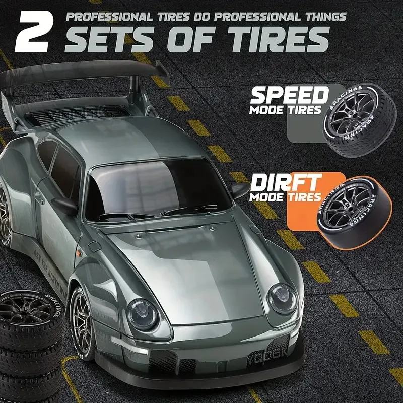 1:24 RC 4WD Porsche 911 GTR Drift Car - 2.4GHz Remote Control Racing Sports Car with Gyroscope & LED Lights