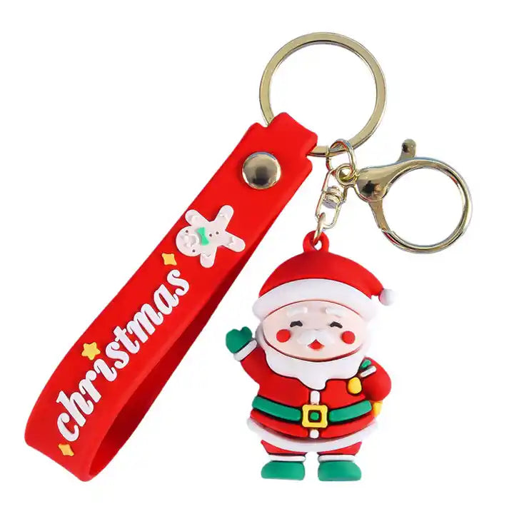 Christmas-Themed PVC Keychain Set | Santa Claus, Elk, Snowman, and Tree Pendants | Festive Anime Keychain Toys