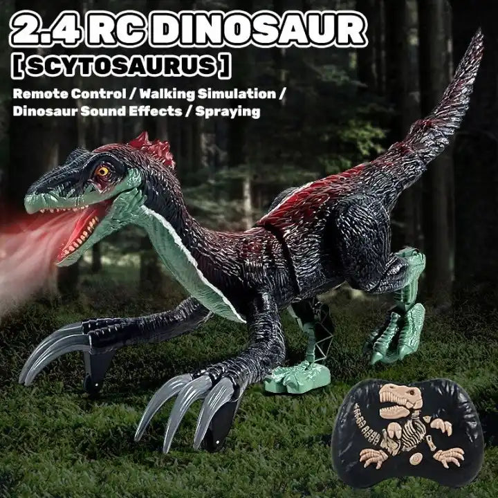 Trending Walking Dinosaur Toy for Kids - Sound, Light, and Spray RC Electric Dinosaur with Detachable Tail