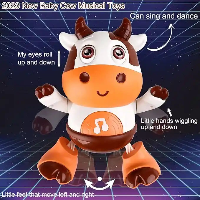 2023 Hot Sales Electric Educational Baby Cow Musical Toy | Dancing Cow with Music and Light for Kids