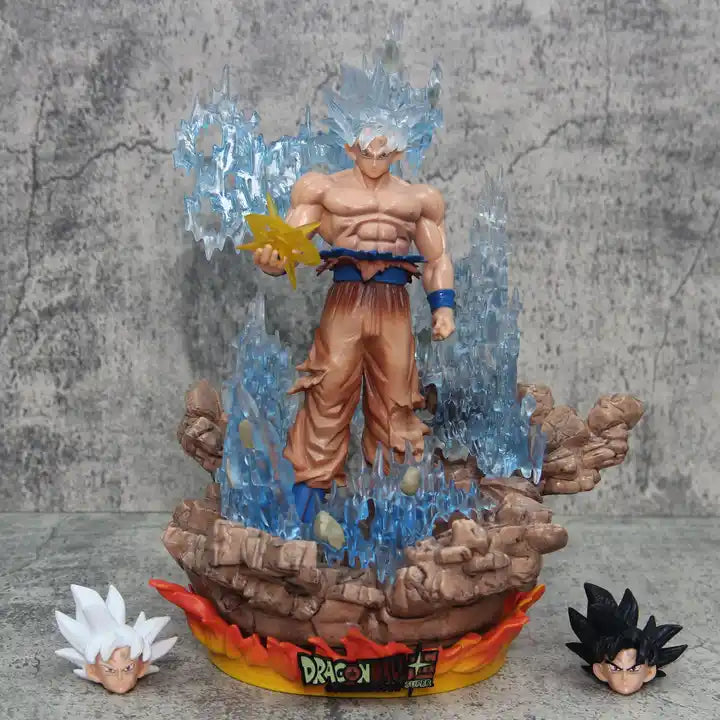 Zealed New Design Dragon Ball Goku Super Saiyan Statue - 38CM PVC Model with Three Heads