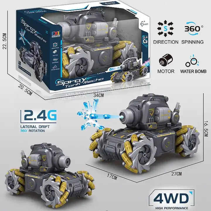 Multiperson Fighting 9 Channel 2.4G Remote Control Tank - Long Range Shooting with Spray, Sound, and Light