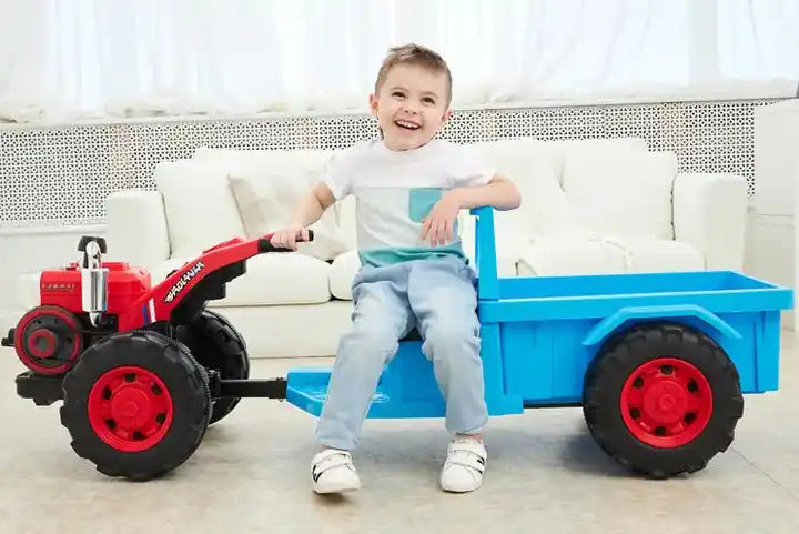 12V Electric Kids Ride-On Car - Plastic Tractor Toy for Children