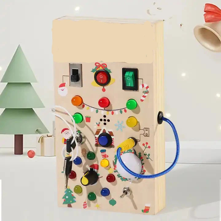 LED DIY Wooden Busy Board | Montessori Educational Toys for Hands-On Learning | Interactive Busy Board for Kids