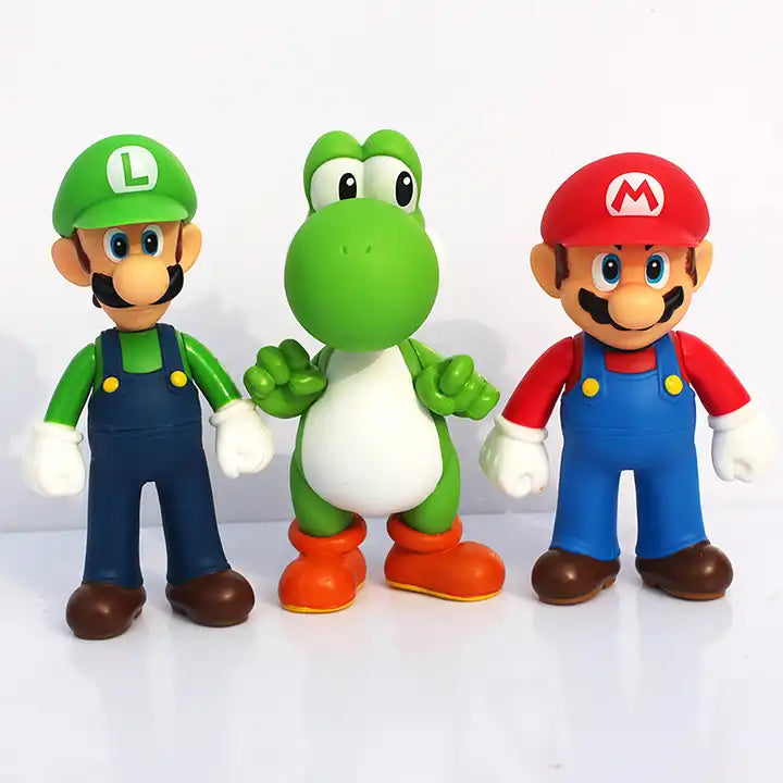 Super Mario 5-Inch Action Figure Set - 3-Piece Model Toy Collection for Kids